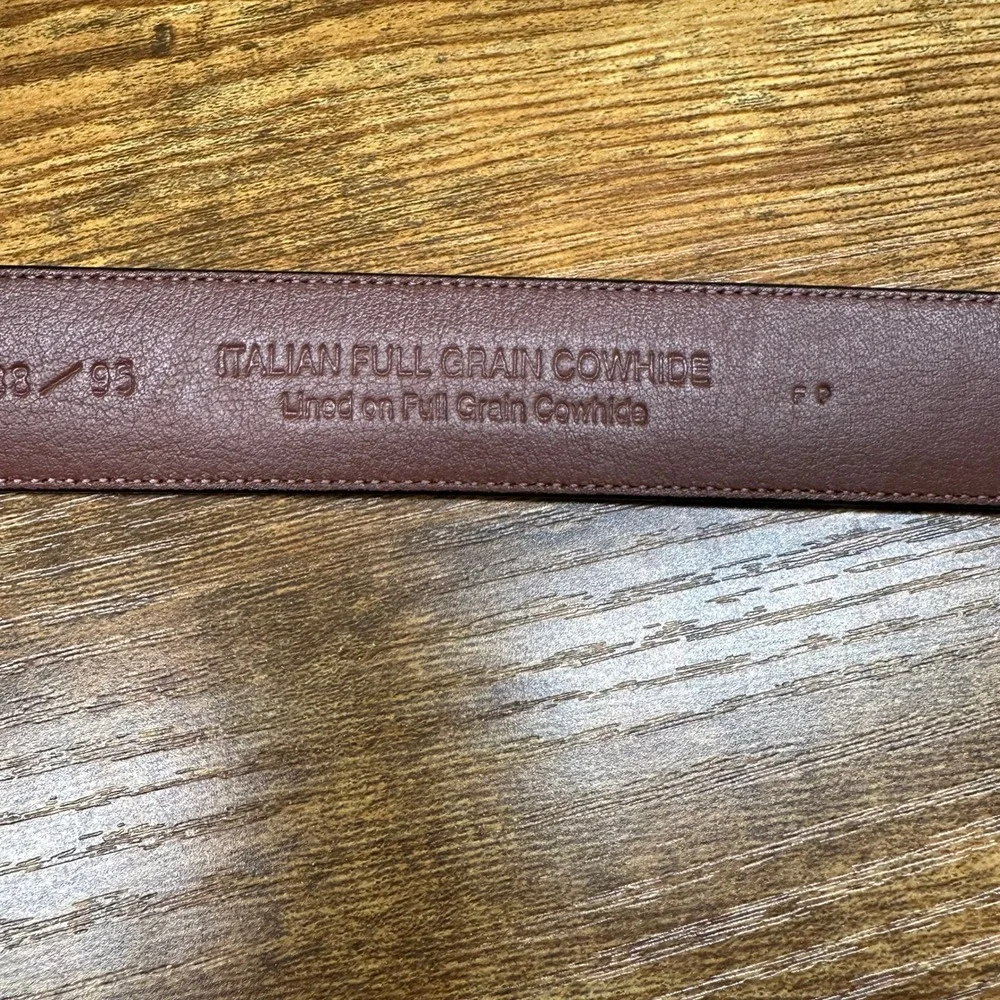Roundtree & Yorke Mens Brown Italian Full Grain Leather Belt Solid Brass 38 95